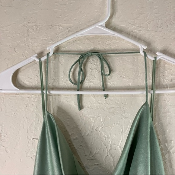 Alice And Olivia Harmony Asymmetrical Slip Dress in Sage Green - Picture 5 of 12
